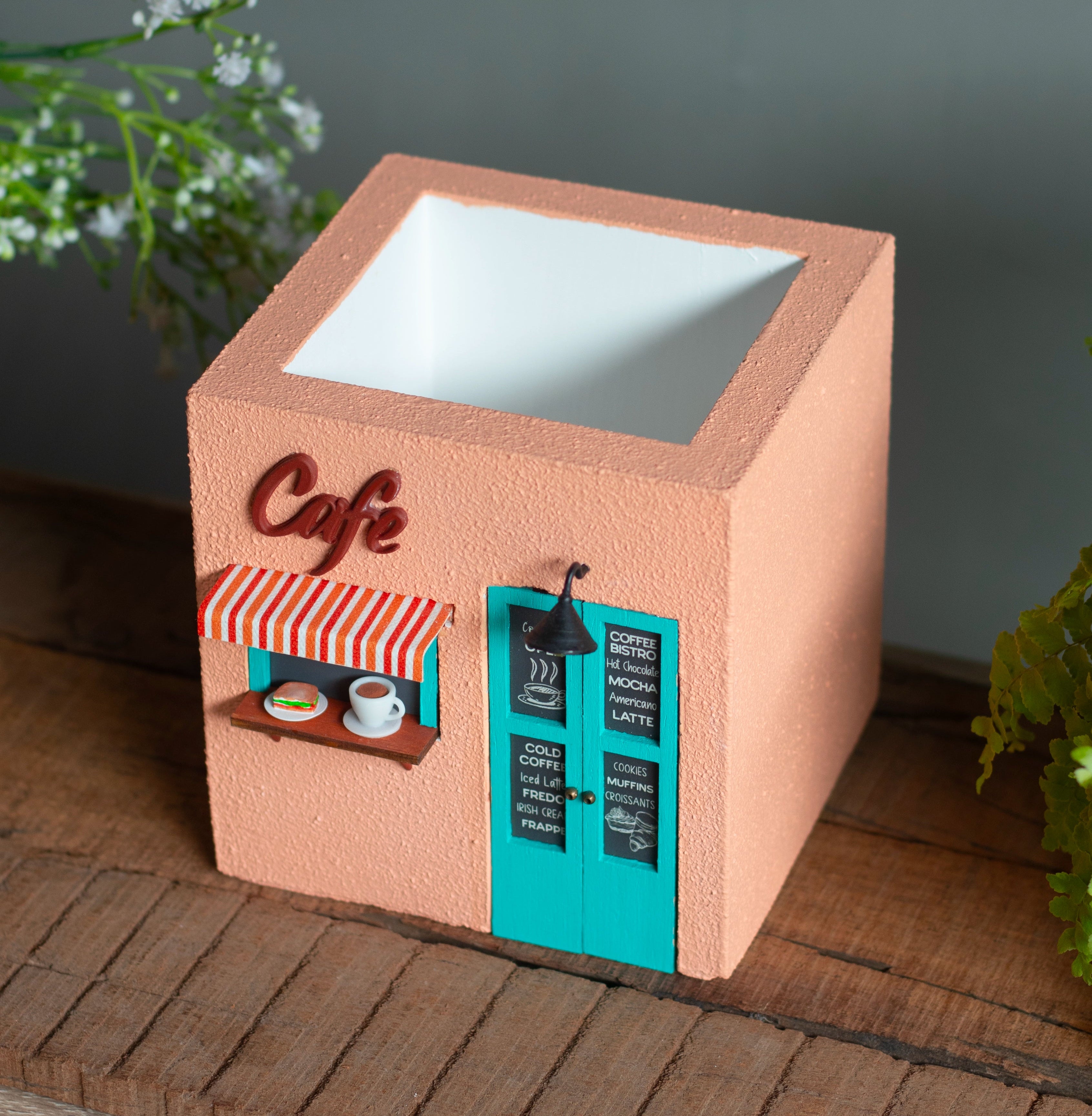 Handmade Cafe Planter (Peach & Teal) | Bae & Bee Studio