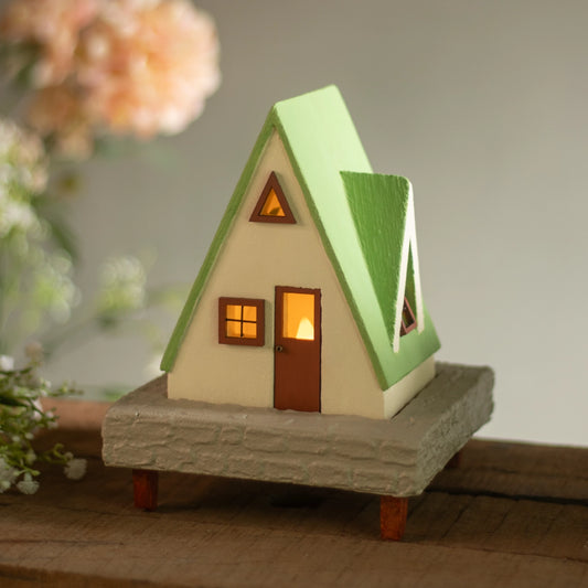 Tealight Cottage (Beige & Green)