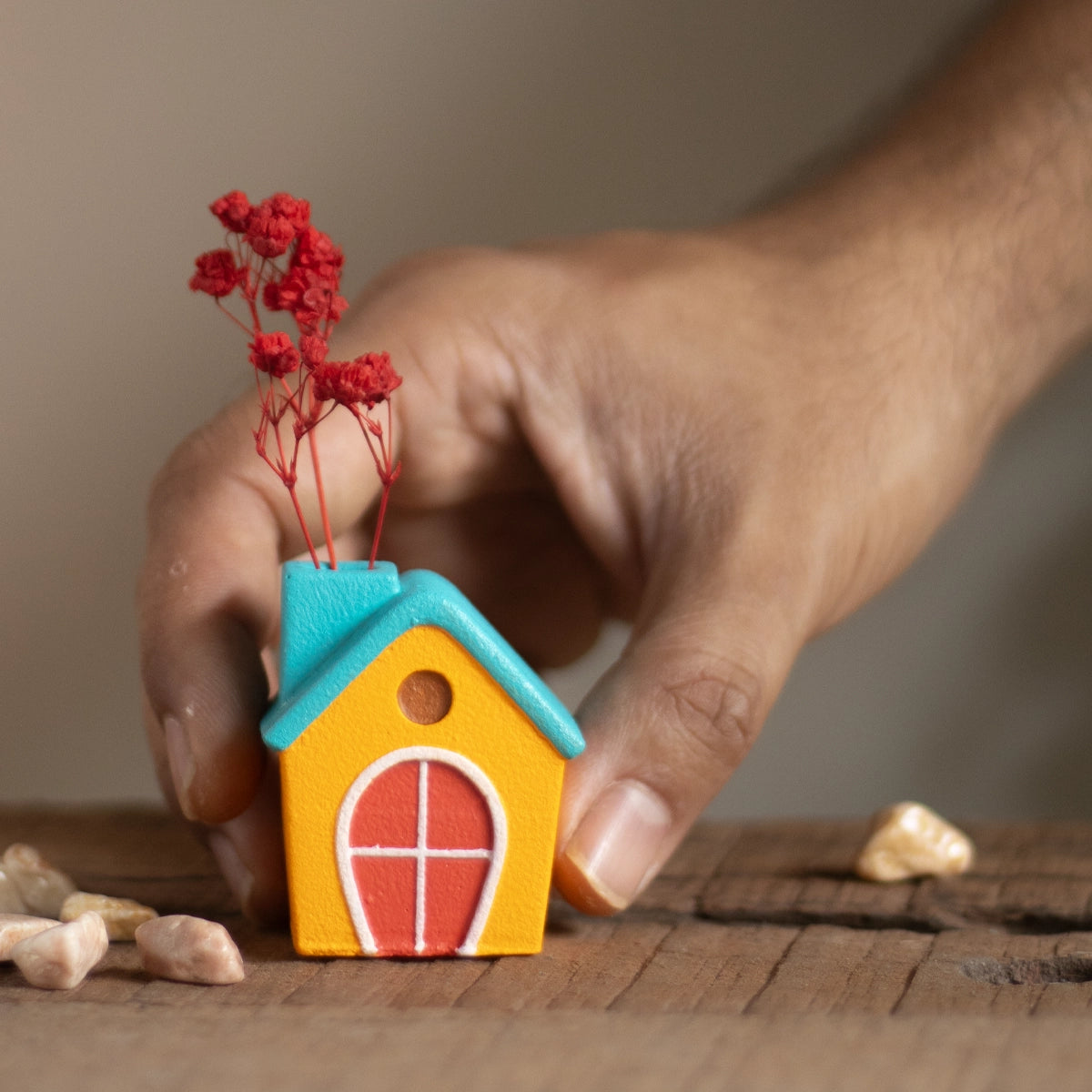 House Fridge Magnet (Blue Roof)