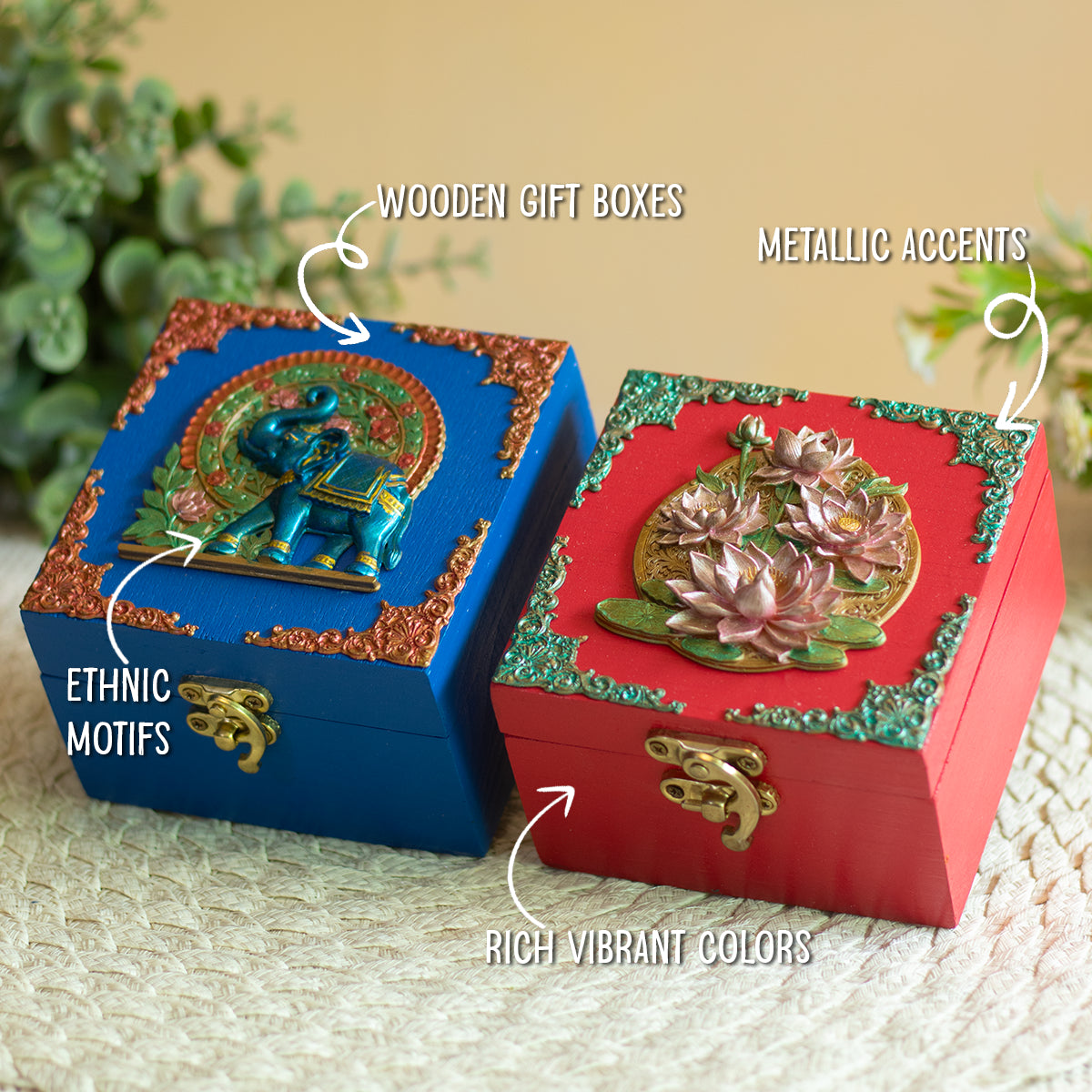The Festive Boxes - Set of 2 (Royal Blue & Crimson Red)