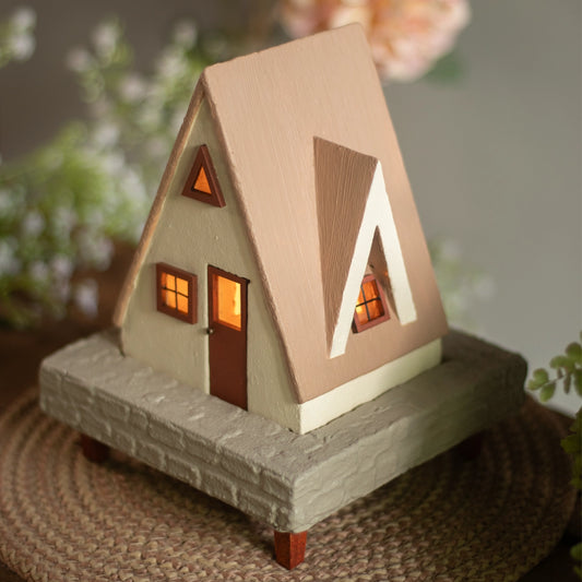 Tealight Cottage (Beige & Brown)