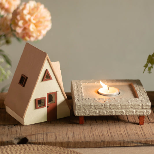 Tealight Cottage (Beige & Brown)