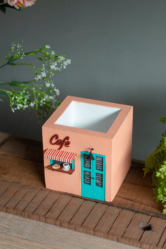 Cafe Planter (Peach & Teal)