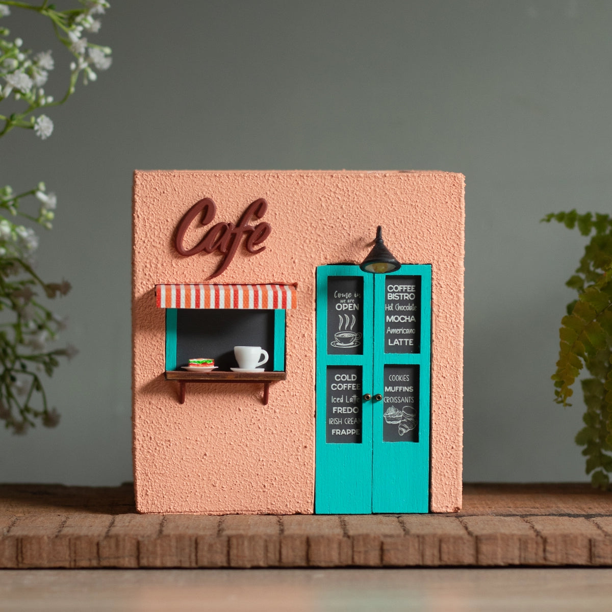 Cafe Planter (Peach & Teal)