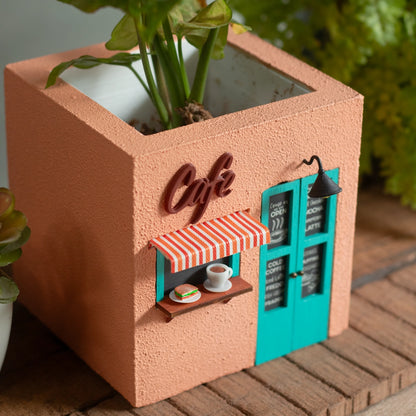 Cafe Planter (Peach & Teal)