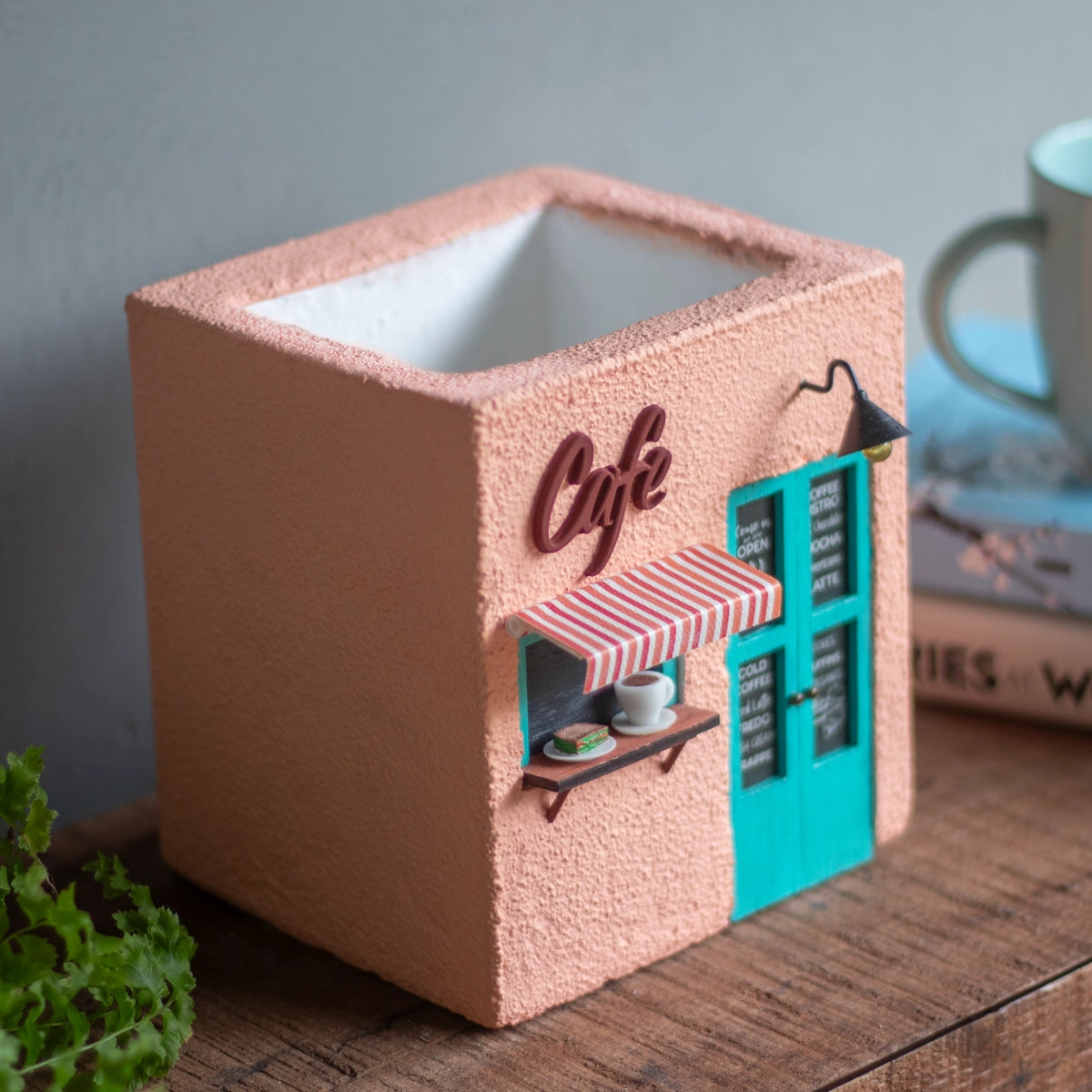 Handmade Miniature Concrete Planter, Handmade gift, Dimensions, Peach