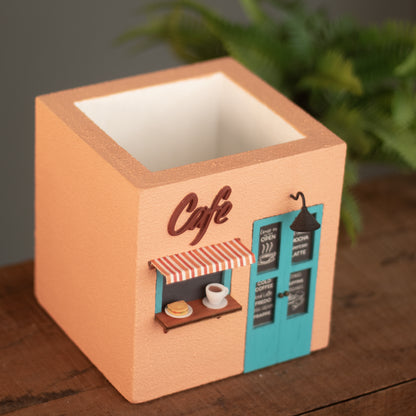 Cafe Planter (Peach & Teal)