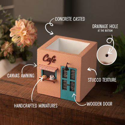 Cafe Planter (Peach & Teal)