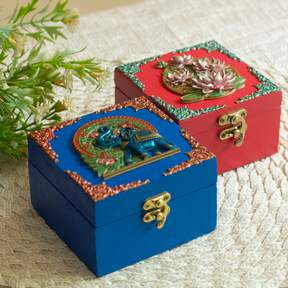 The Festive Boxes - Set of 2 (Royal Blue & Crimson Red)