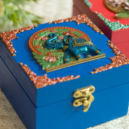The Festive Boxes - Set of 2 (Royal Blue & Crimson Red)