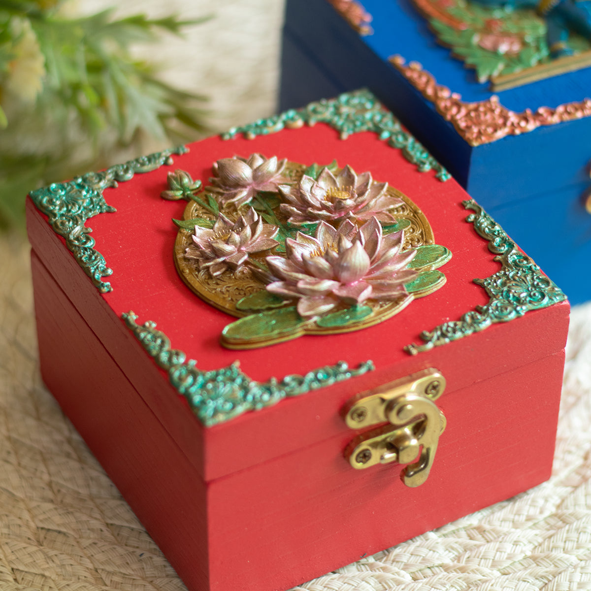 The Festive Boxes - Set of 2 (Royal Blue & Crimson Red)