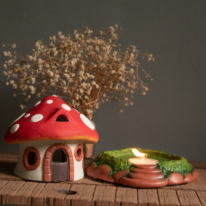 tealight-Candlelight-gift-date-setup-handmade-concrete-gift-mushroom-showpiece